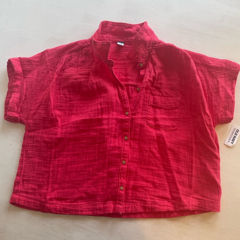 Old Navy‎ Fuchsia Wide Button Shirt 100% Cotton NWT